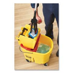 Rubbermaid Commercial WaveBrake 2.0 35 qt. Side-Press Plastic Bucket/Wringer Combos - Red