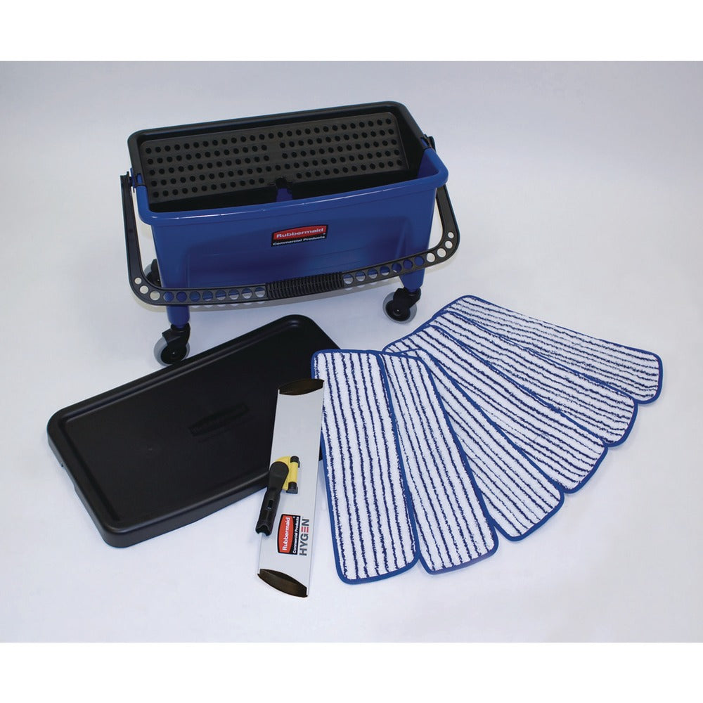 Rubbermaid Commercial 27 Gallon Microfiber Floor Finishing System - Blue/Black/White