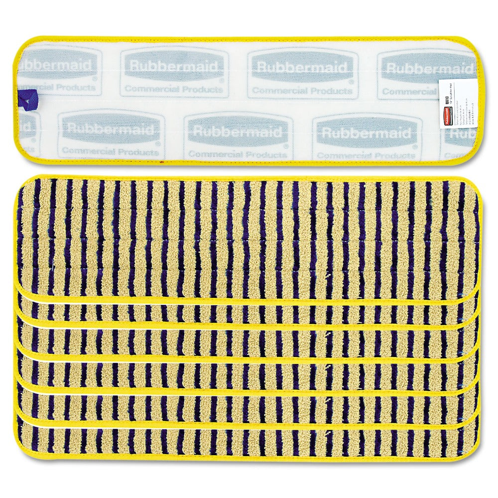 Rubbermaid Commercial FGQ81000YL00 18 in. Vertical Polyprolene Stripes Microfiber Scrubber Pad - Yellow (6/Carton)
