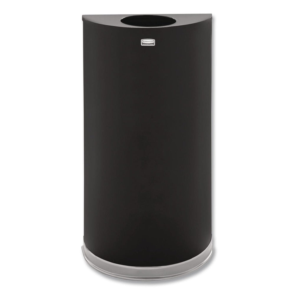 Rubbermaid Commercial 12 gal. European and Metallic Series Open Top Half-Round Steel Receptacle - Black/Chrome