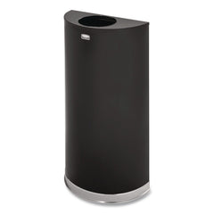 Rubbermaid Commercial 12 gal. European and Metallic Series Open Top Half-Round Steel Receptacle - Black/Chrome