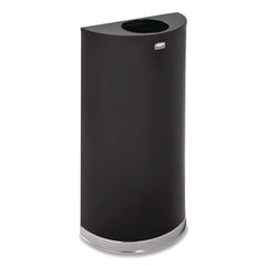 Rubbermaid Commercial 12 gal. European and Metallic Series Open Top Half-Round Steel Receptacle - Black/Chrome