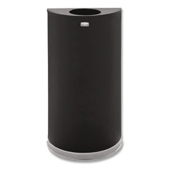 Rubbermaid Commercial 12 gal. European and Metallic Series Open Top Half-Round Steel Receptacle - Black/Chrome