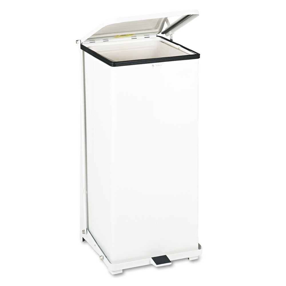 Rubbermaid Commercial 13 gal. Defenders Heavy-Duty Steel Step Can - White