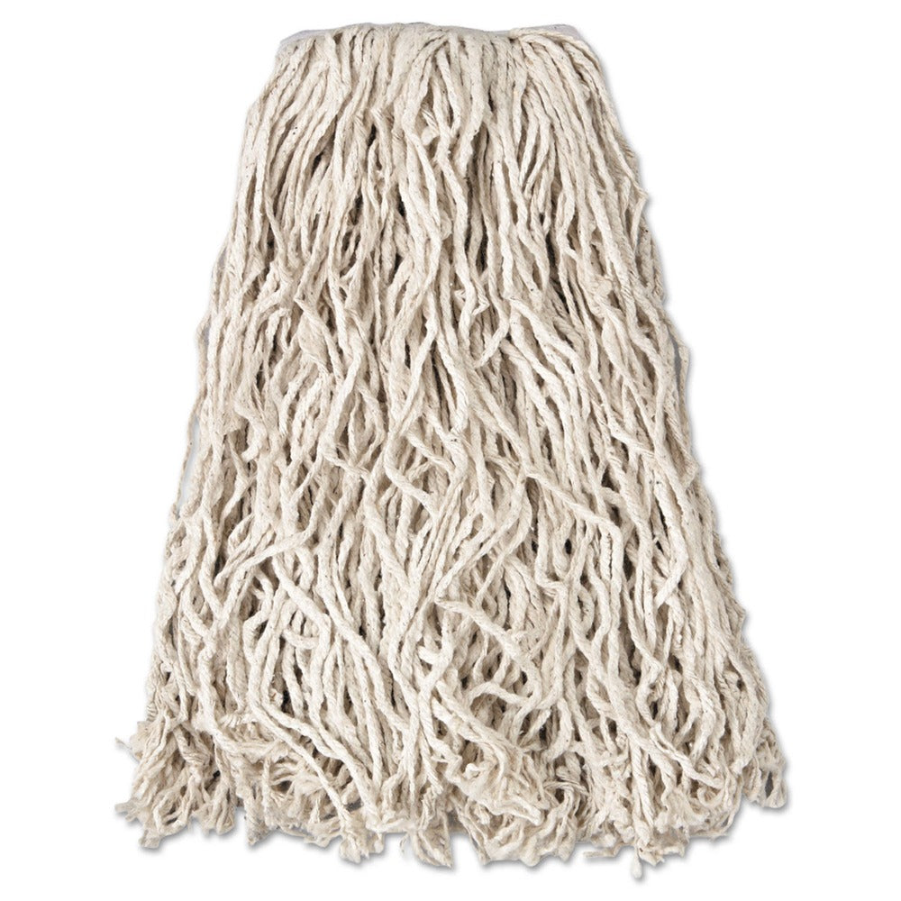 Rubbermaid Commercial 20 oz. 1 in. Band Economy Cut-End Cotton Wet Mop Head - White (12/Carton)