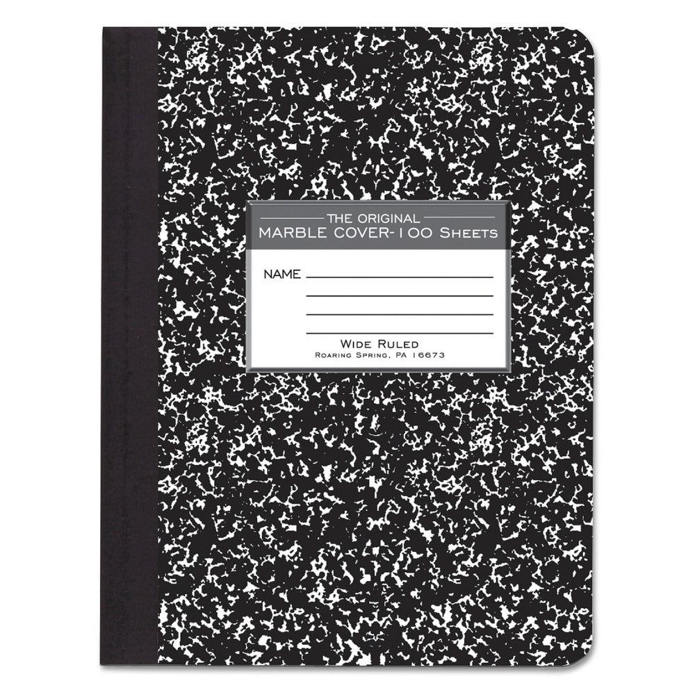 Roaring Spring 9.75 x 7.5 Sheets (100) Wide/Legal Rule Composition Book - Black Marble Cover