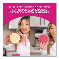 The Pink Stuff Sqeezy 4 in. x 5.3 in. Dual Scrubber/Sponge - Pink (12/Carton)