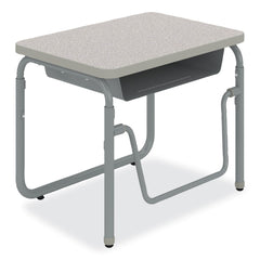 Safco 27.75 in. x 19.75 in. x 22 in. to 30 in. AlphaBetter 2.0 Height-Adjustable Student Desk with Pendulum Bar and Book Box - Pebble Gray
