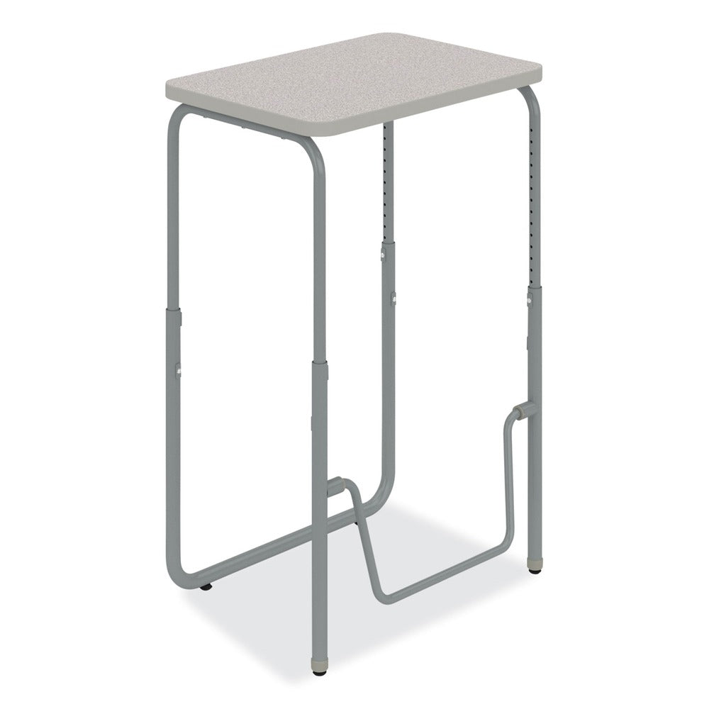 Safco 27.75 in. x 19.75 in. x 29 in. to 43 in. AlphaBetter 2.0 Height-Adjustable Student Desk with Pendulum Bar and Book Box - Pebble Gray