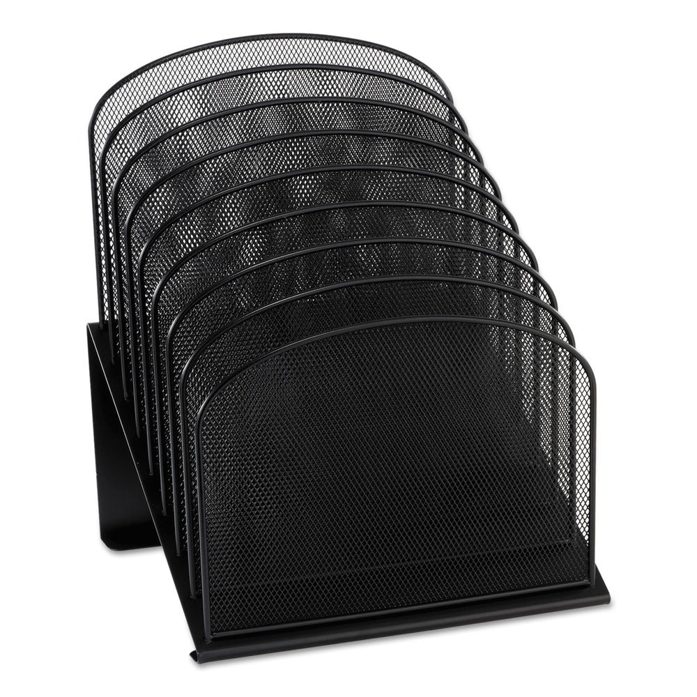 Safco Onyx 11.75 in. x 10.75 in. x 14 in. Mesh Desk Organizer with Eight Tiered Sections - Letter to Legal, Black