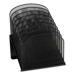 Safco Onyx 11.75 in. x 10.75 in. x 14 in. Mesh Desk Organizer with Eight Tiered Sections - Letter to Legal, Black