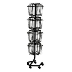 Safco 15w x 15d x 60h 16-Compartment Wire Rotary Display Racks - Charcoal