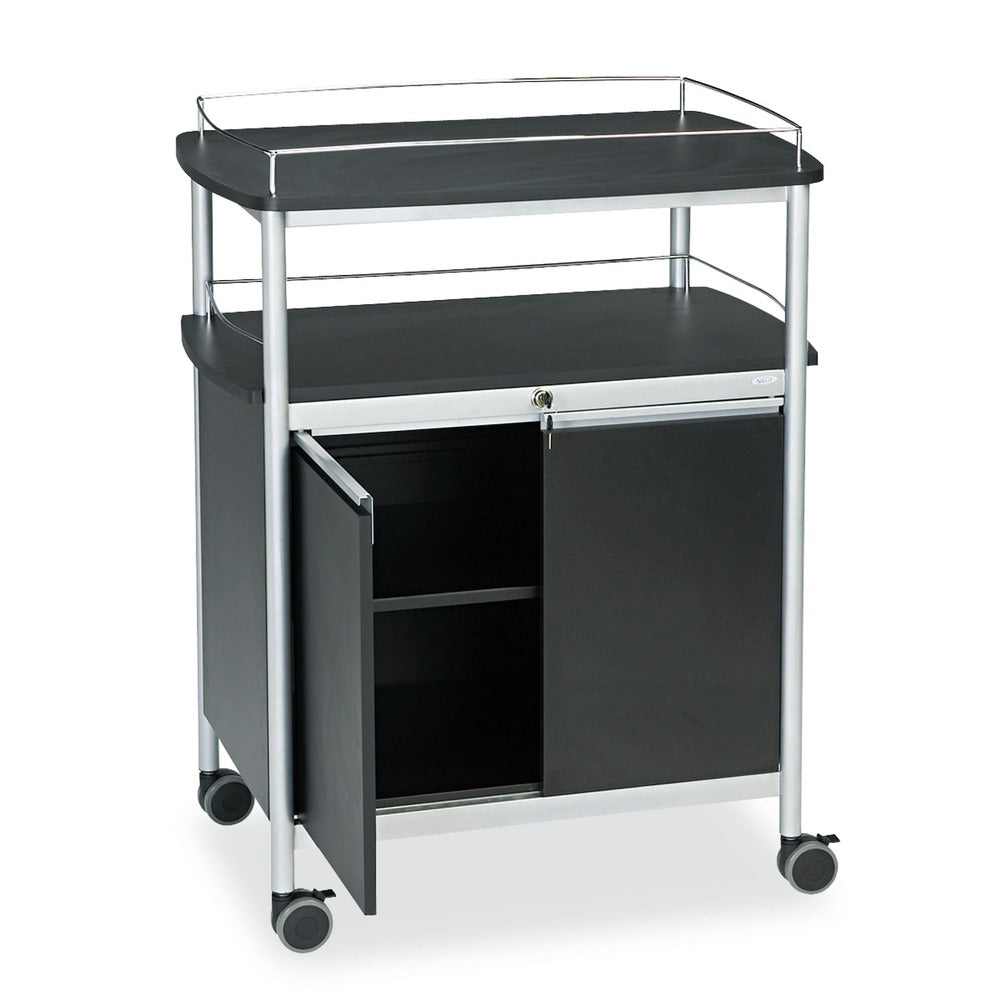 Safco 8964BL 33.5 in. x 21.75 in. x 43 in. 4 Shelves Plastic Mobile Beverage Cart - Black