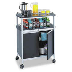 Safco 8964BL 33.5 in. x 21.75 in. x 43 in. 4 Shelves Plastic Mobile Beverage Cart - Black