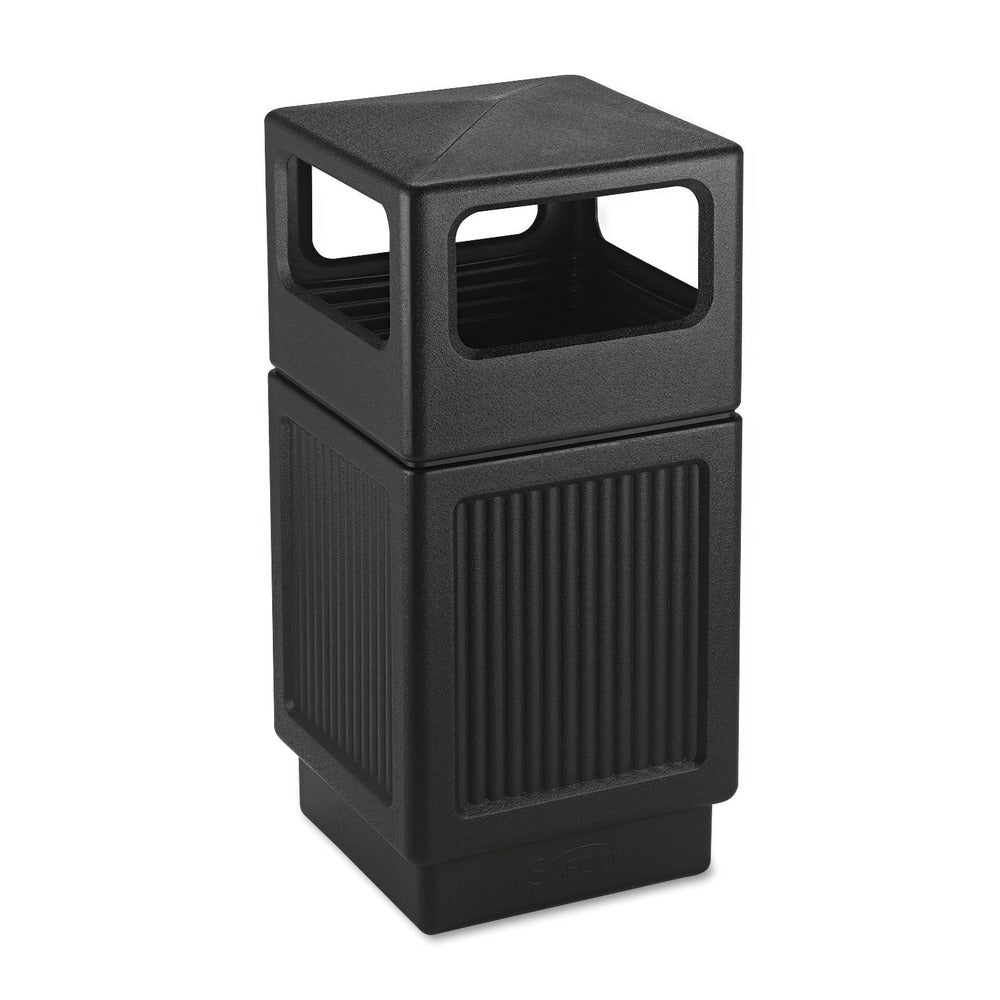 Safco Canmeleon 38-Gallon Polyethylene Side-Open Recessed Panel Receptacles - Black