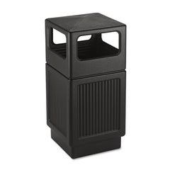 Safco Canmeleon 38-Gallon Polyethylene Side-Open Recessed Panel Receptacles - Black