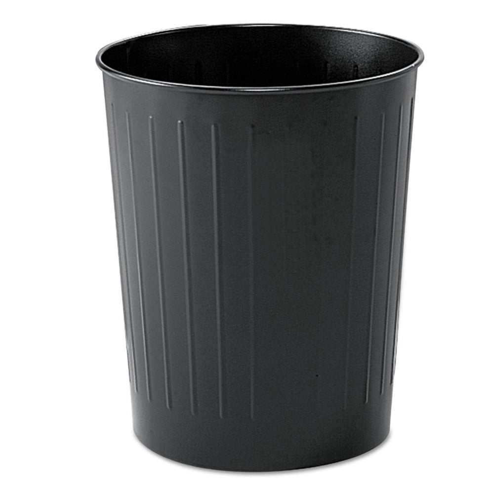 Safco 6 Gallon Round Steel Wastebaskets - Black