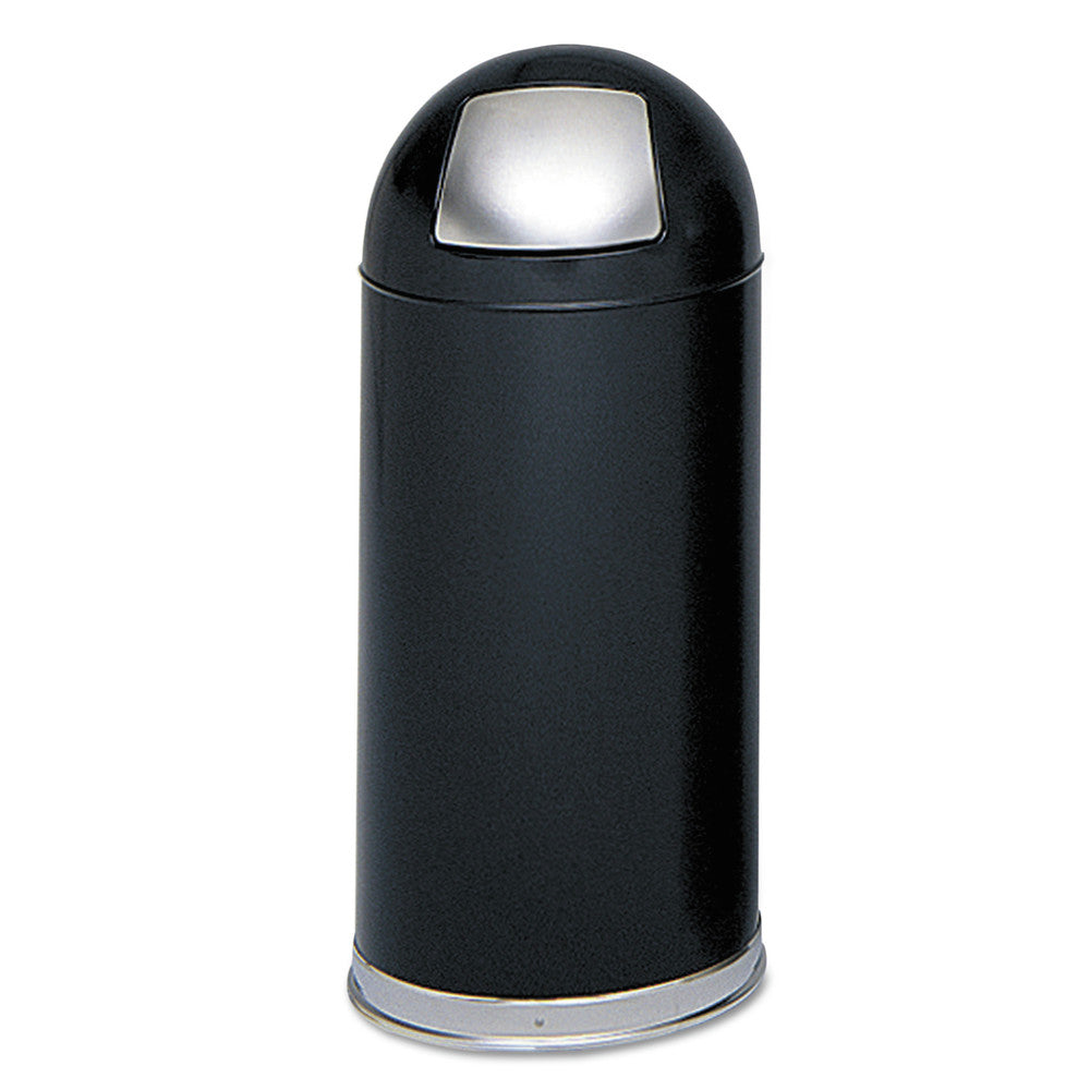 Safco 15-Gallon Steel Dome Top Receptacle with Spring-Loaded Door - Black