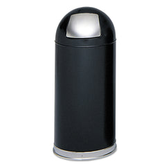 Safco 15-Gallon Steel Dome Top Receptacle with Spring-Loaded Door - Black