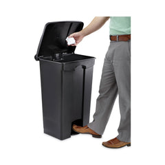 Safco 23 Gallon Large Capacity Plastic Step-On Receptacle - Black