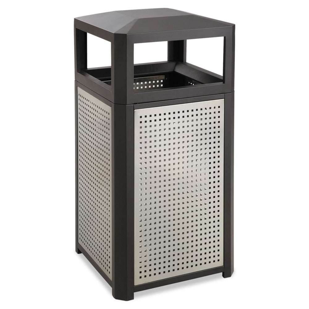 Safco 38 Gallon Steel Evos Series Steel Waste Container - Black