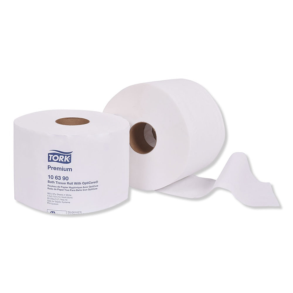 Tork 2-Ply Septic Safe Premium Bath Tissue Roll with OptiCore - White (36/Carton)