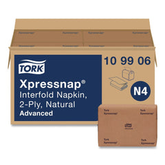 Tork 2-Ply 6.5 in. x 8.5 in. Xpressnap Interfold Dispenser Napkins - Natural (12/Carton)
