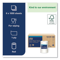 Tork 120133 Advanced 1-Ply 8.25 in. x 11.8 in. Centerfeed Hand Towels - White (6/Carton)