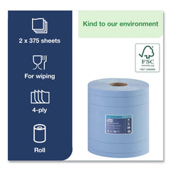 Tork 4-Ply 11 in. x 15.75 in. Unscented Industrial Paper Wiper - Blue (2/Carton)