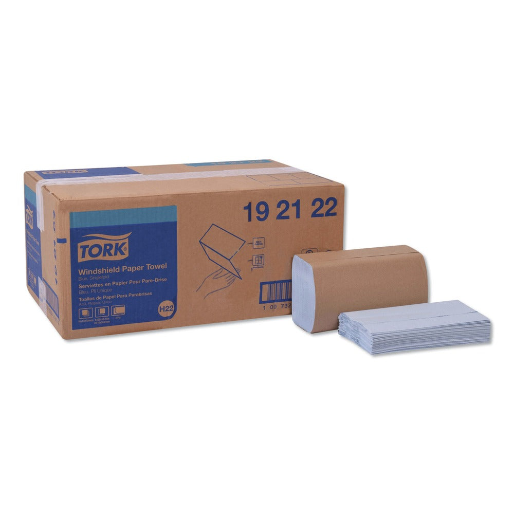 Tork 2-Ply 9.13 in. x 10.25 in. Windshield Towel - Blue (16/Carton)