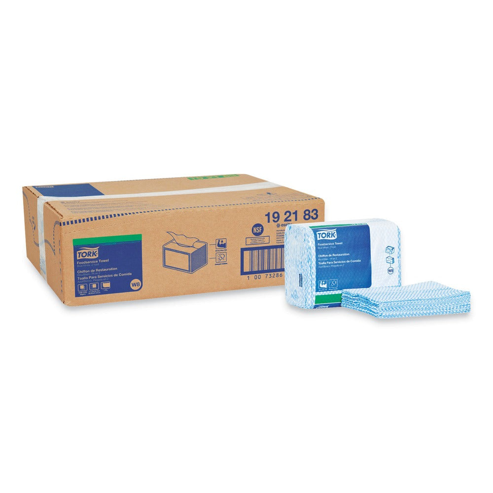 Tork 192183 11.75 x 14.75 1-Ply Small Pack Foodservice Cloth - Blue/White/Unscented (4/Carton)