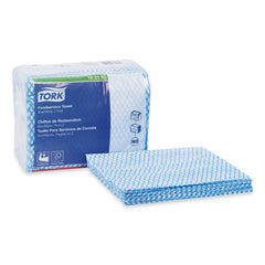 Tork 192183 11.75 x 14.75 1-Ply Small Pack Foodservice Cloth - Blue/White/Unscented (4/Carton)