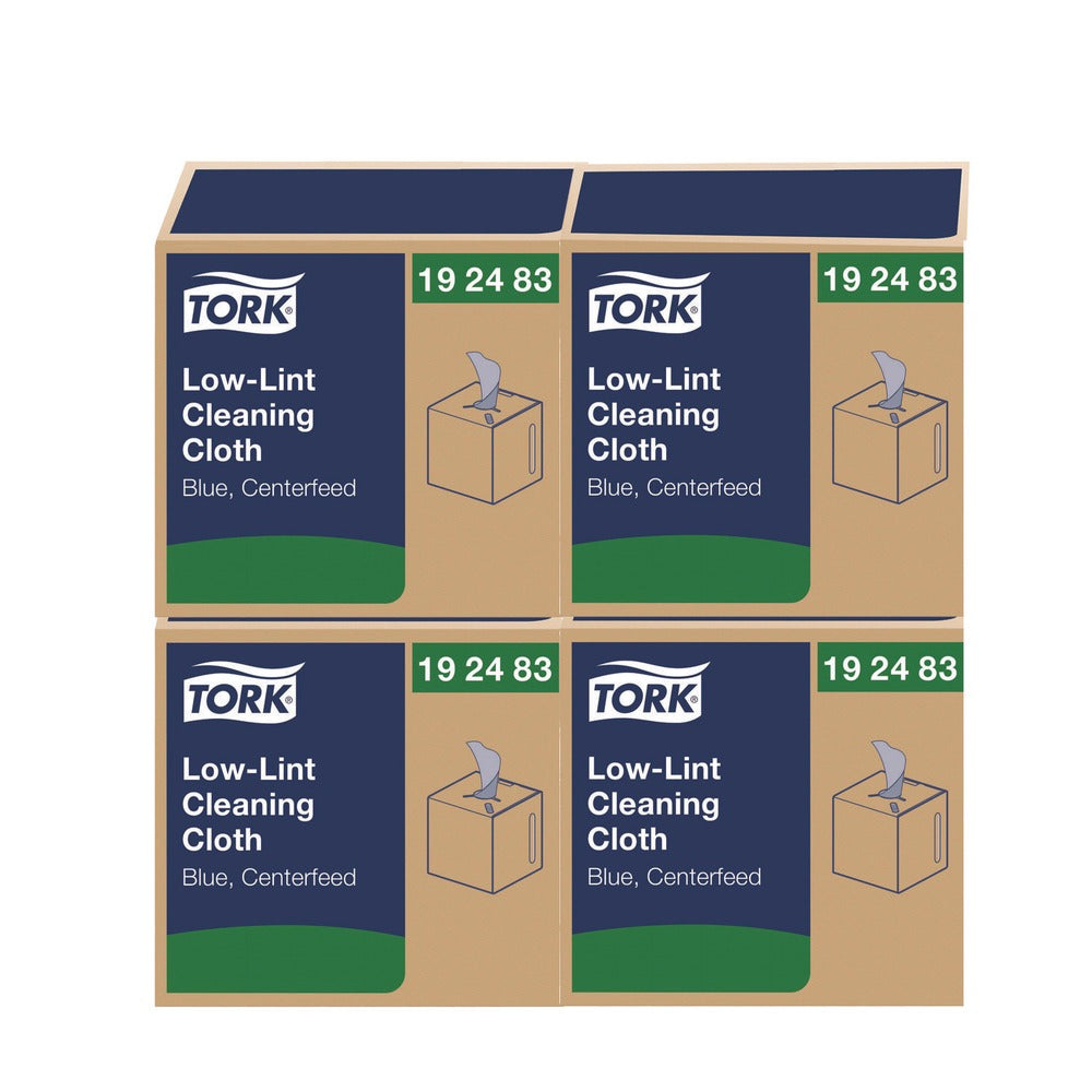 Tork 15 in. x 15 in. 1-Ply Low-Lint Cleaning Cloth - Blue (4 Boxes/Carton)