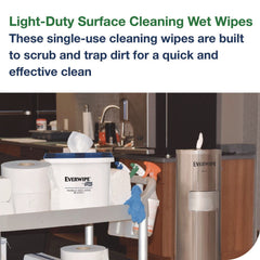 Tork 192816 8 in. x 6 in. 1-Ply Light-Duty Surface Cleaning Wet Wipe - Unscented, White (2 Rolls/Carton)