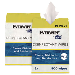Tork 1-Ply 8 x 6 Disinfectant Wipe Jumbo Rolls - Lemon/White (2/Carton)