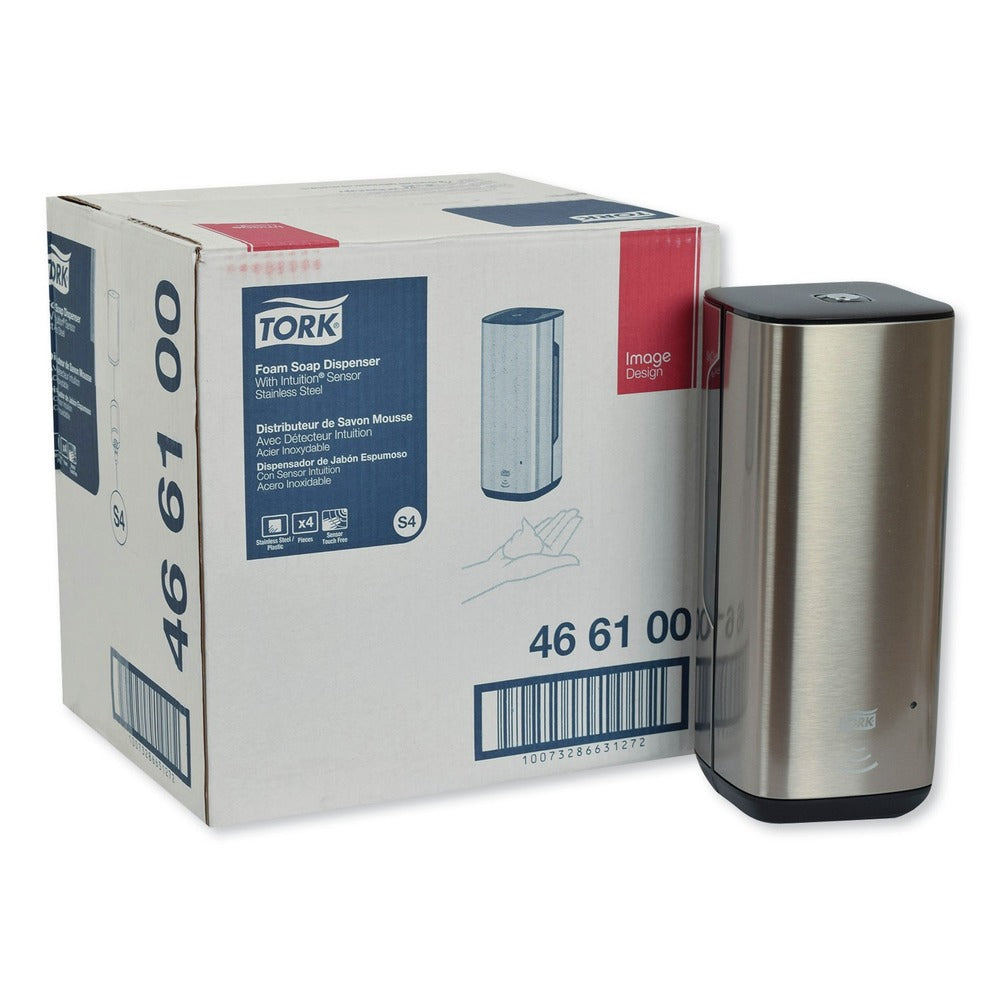 Tork 466100 Image Design 4.5 x 5.12 x 10.62 1 L Foam Skincare Automatic Dispenser with Intuition Sensor - Stainless Steel
