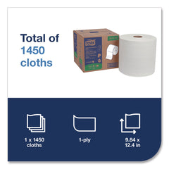 Tork 500105 1-Ply 9 in. x 12.4 in. Light Duty Cleaning Cloth Giant Roll - White (1/Carton)