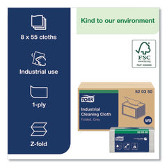 Tork 1-Ply 12.6 in. x 15.16 in. Industrial Cleaning Cloths - Gray (55/Carton)