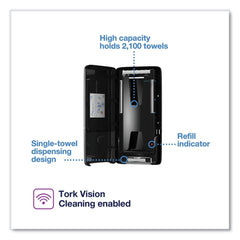 Tork 552528 1/Carton Elevation PeakServe 14.57 in. x 3.98 in. x 28.74 in. Continuous Hand Towel Dispenser - Black