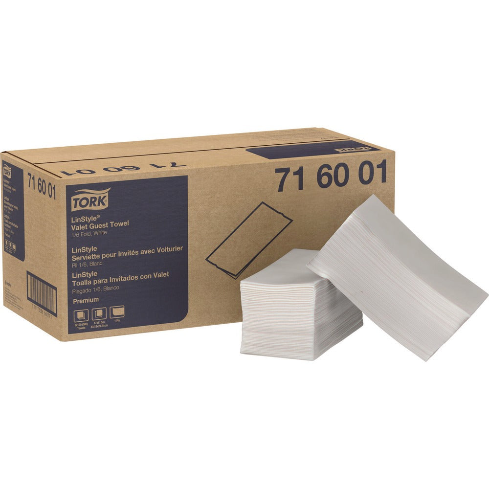 Tork 1-Ply 11.5 x 17 LinStyle Valet Guest Towel - White (5/Carton)