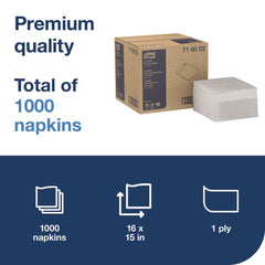 Tork 1-Ply 15 in. x 16 in. LinStyle Dinner Napkin - White (1000/Carton)