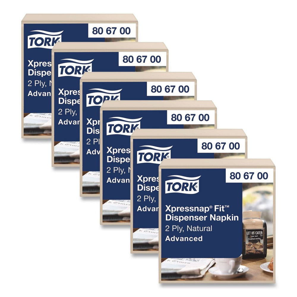 Tork Xpressnap 6.5 in. x 8.4 in. 2-Ply Interfold Dispenser Napkins - Natural (6/Carton)