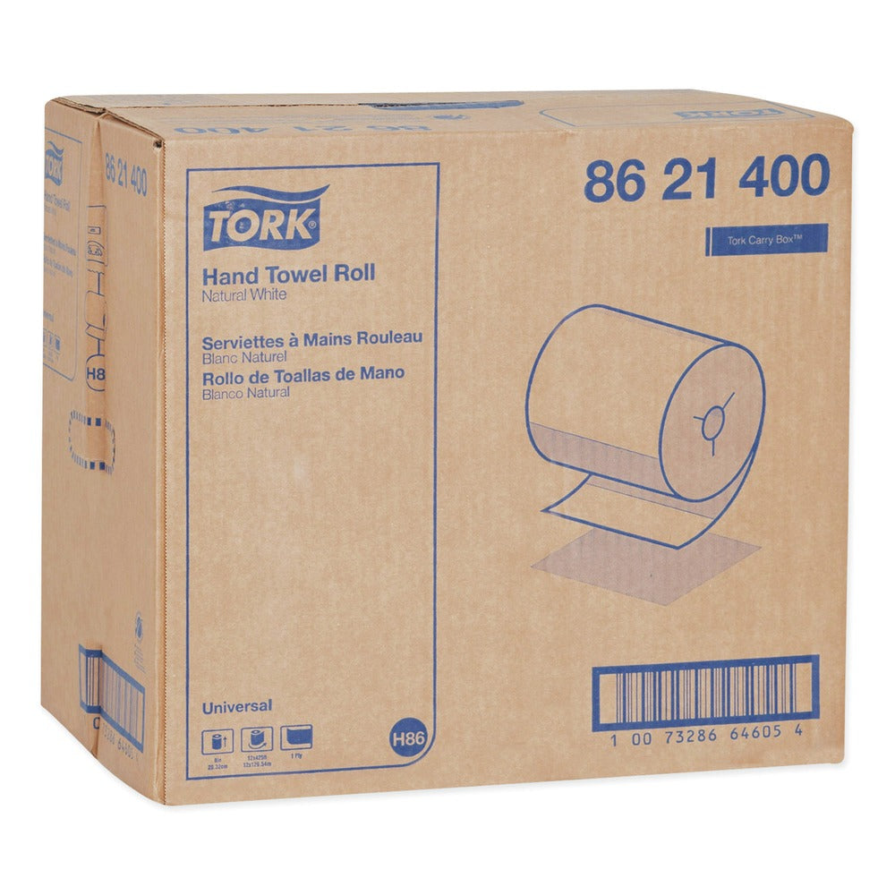 Tork 8621400 8 in. x 425 ft. Universal Notched Hand Towel Roll - Natural White (12 Rolls/Carton)