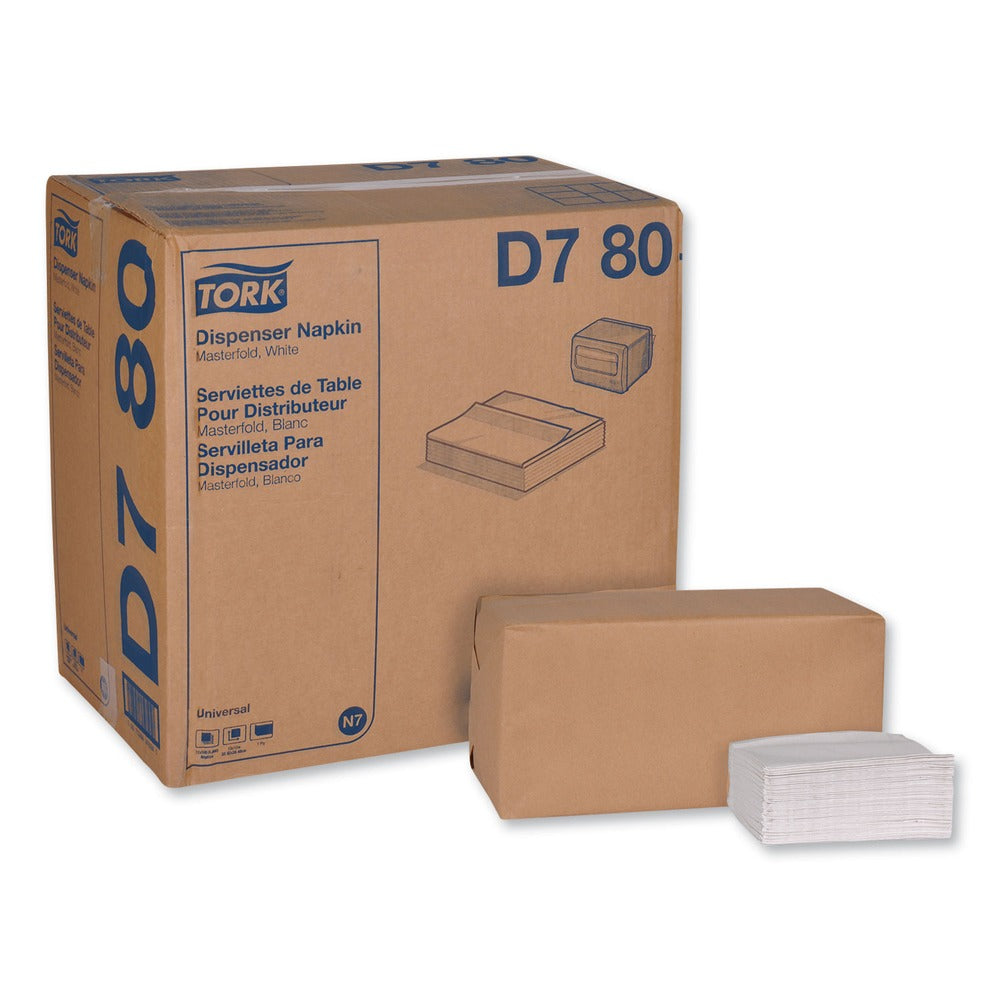 Tork 1-Ply 13 in. x 12 in. Universal Masterfold Dispenser Napkins - White (6000/Carton)