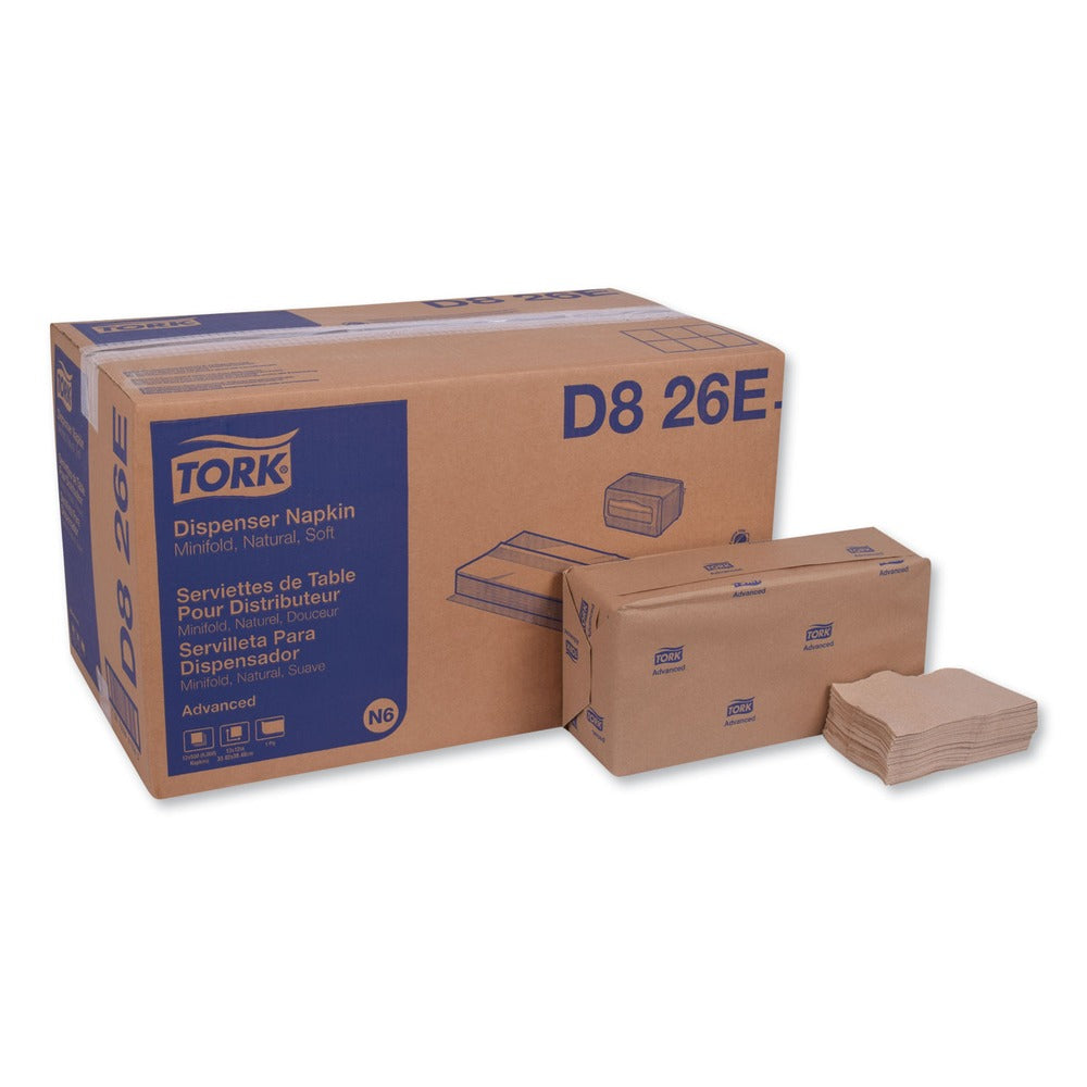 Tork 1-Ply 13 in. x 12 in. Advanced Soft Minifold Dispenser Napkins - Natural (6000/Carton)