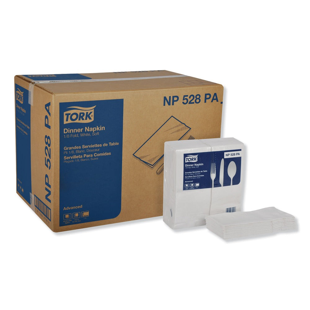 Tork 15 in. x 17 in. 2-Ply 1/8-Fold Advanced Dinner Napkins - White (2800/Carton)