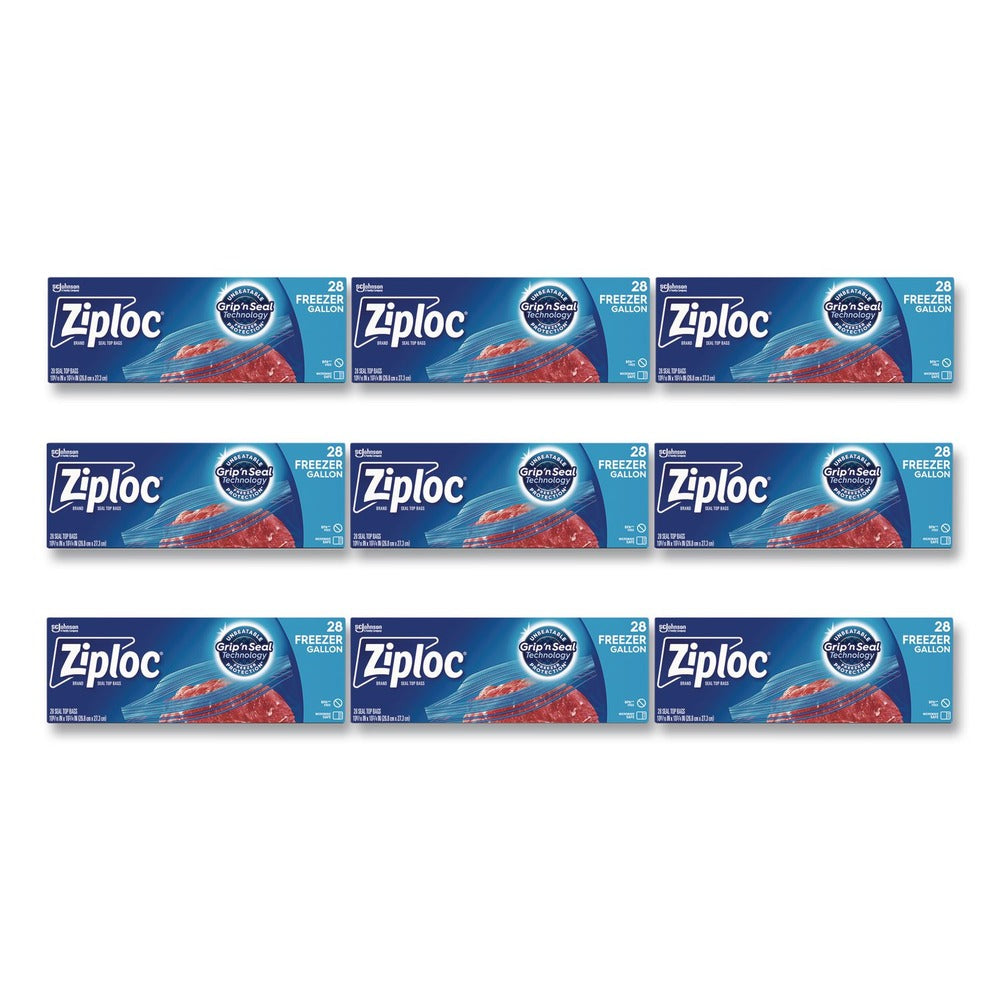 Ziploc 1 Gallon 2.7 mil. 9.6 in. x 12.1 in. Zipper Freezer Bags - Clear (28 Bags/Box, 9 Boxes/Carton)