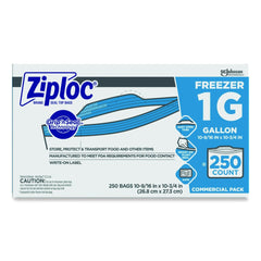 Ziploc 1 gal. 2.7 mil. 10.56 in. x 10.75 in. Zipper Freezer Bags - Clear (250/Carton)