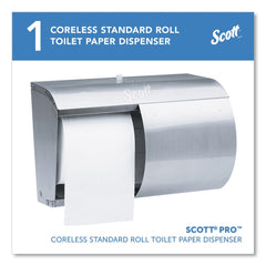Scott 10.13 in. x 6.4 in. x 7 in. Pro Coreless SRB Tissue Dispenser - Stainless Steel