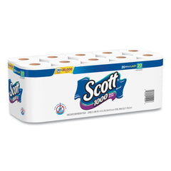 Scott 20032 1000 1 Ply Septic Safe Bathroom Tissue - White (20/Pack)